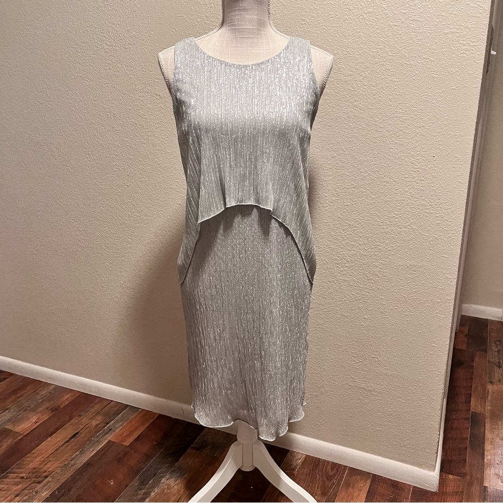 ENFOCUS STUDIO Elegant Silver Sleeveless Dress - Size 6